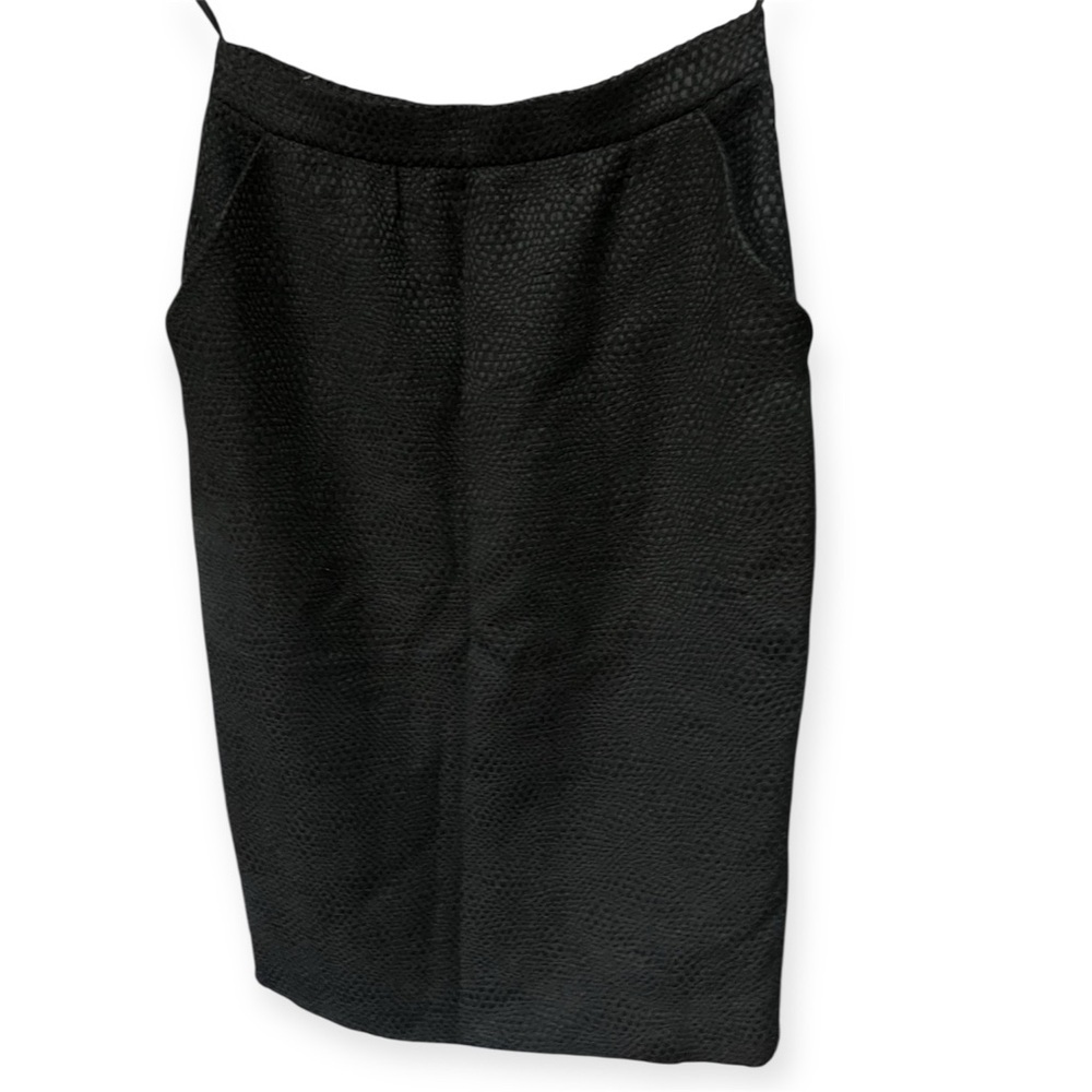 Chloe Embossed Noir Cotton Pencil Skirt FR 38